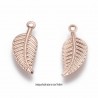 10 breloques feuille acier or rose 14x6mm