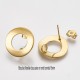 1 paire boucle d'oreille clou acier or ronde 18mm