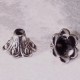10 calottes chapeau fleur metal argenté 9x5mm