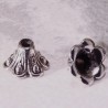 10 calottes chapeau fleur metal argenté 9x5mm