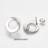 1 paire boucles d'oreille clou acier inoxydable ronde  argent 18mm
