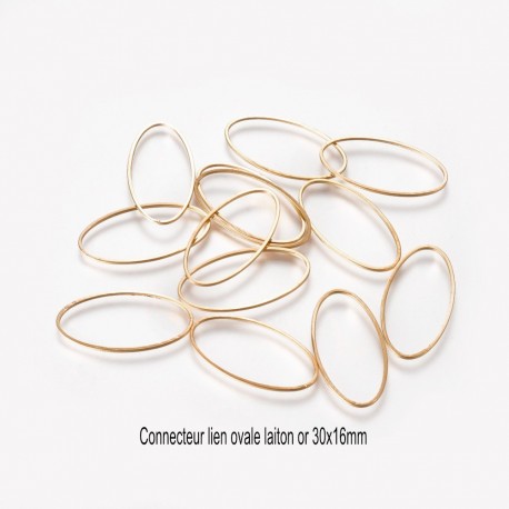 20 connecteurs lien ovale laiton or 30x16mm