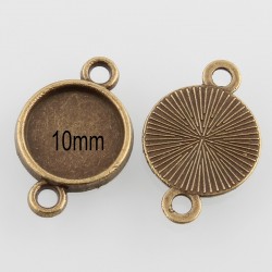10 connecteurs support cabochons  bronze plat 10mm
