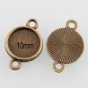 10 connecteurs support cabochons  bronze plat 10mm