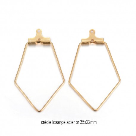 4 Supports boucle d'oreille créole losnage acier or 35x22mm