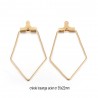 4 Supports boucle d'oreille créole losange acier or 35x22mm