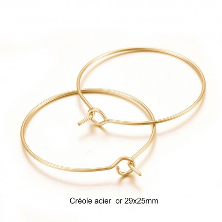 8 Supports créole ronde acier or 29x25mm