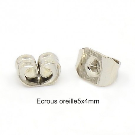 50 papillons fermoirs de boucle d'oreille argent  5x4mm