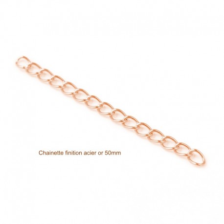 10 chainettes acier inoxydable or 50mm