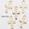 8 breloques croix acier or 12x7mm