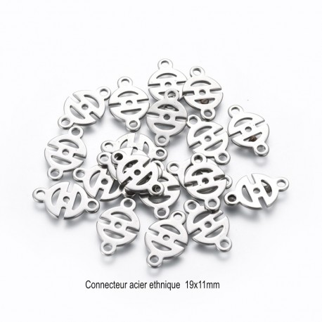 10 connecteurs acier inoxydable ethnique argenté 19x11mm