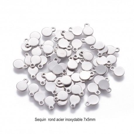 20 sequins rond acier inoxydable 7x5mm