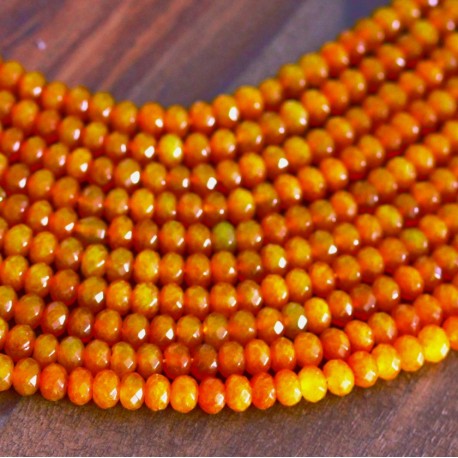20 perles jade boulier facettée 6x4mm jaune /orangé