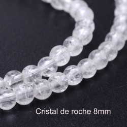 10 perles ronde cristal de roche naturelle 8mm