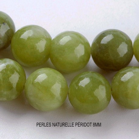 10 Perles naturelles gemme péridot 8mm