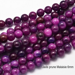 10  perles pierre jade ronde prune rose  Malaisie  6mm