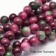 10 perles rondes pierre de tourmaline pastèque vert/rosé  8mm