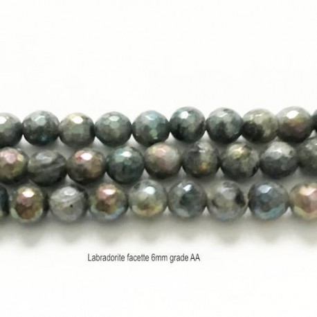 10 perles pierre gemme labradorite vitrail facette 8mm