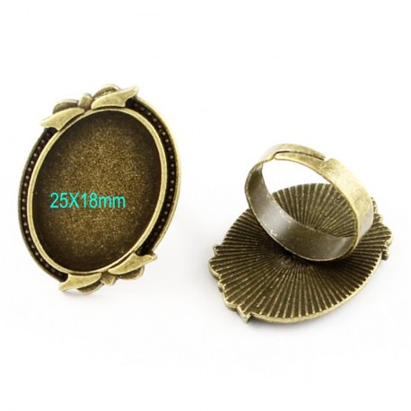 2 supports cabochon bague réglable 18x25mm