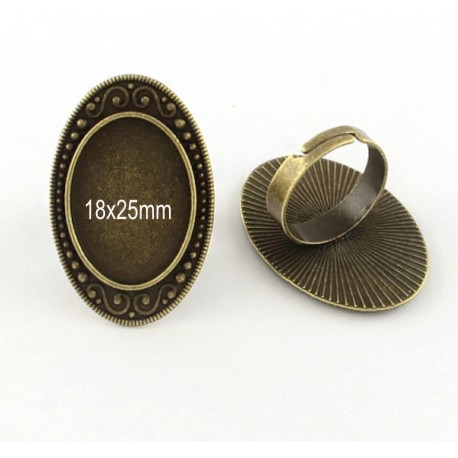 2 supports bague réglable bronze 18x25mm