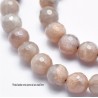 6 perles de  lune pêche  facette rainbow 8mm