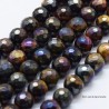 10 perles rondes facette oeil de  tigre rainbow 6mm