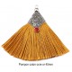 1 Pompon coton ocre or embout argenté 45mm
