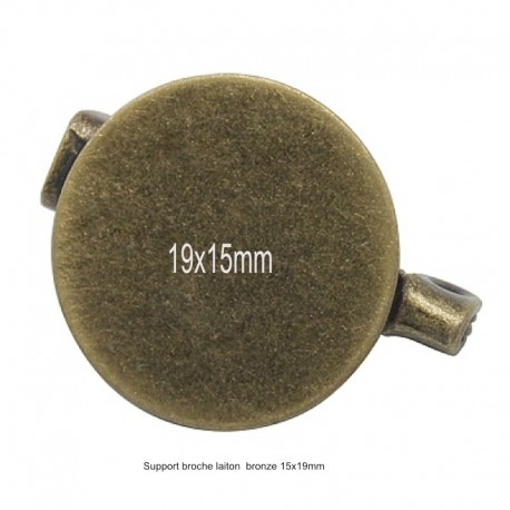 8 supports broche ronde laiton bronze 19x15mm
