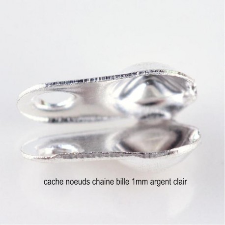 20 cache noeuds métal argenté clair pour chaine bille 1 mm