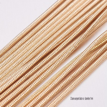1mètre chaine laiton "maille serpent " soudée or clair  1mm