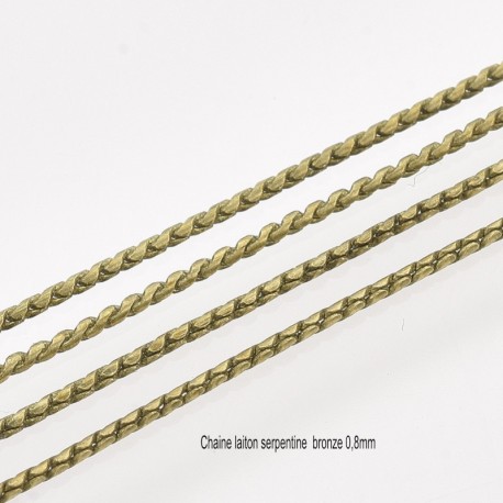 1M chaine laiton serpentine bronze 0,8mm