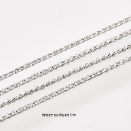 1M chaine laiton serpentine platine 0,8mm