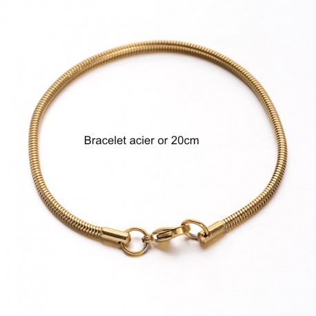 1 Bracelet acier inoxydable or maille serpent 20cm