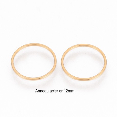 6 anneaux acier inoxydable rond or 12mm