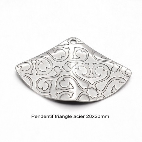 4 pendentifs acier inoxydable triangle 28x20mm
