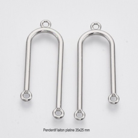 2 Pendentifs cloche laiton argenté 41x16mm