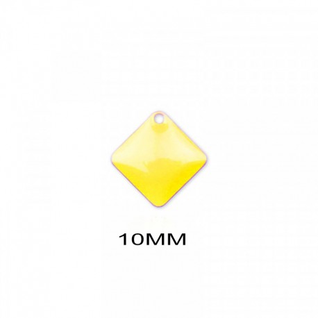 5 sequins carré laiton émaillés jaune 6mm