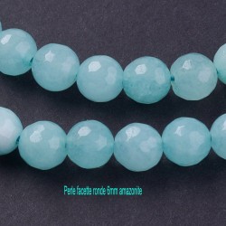 10 perles d'amazonite  facetté ronde naturelles  6mm