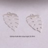 4 Estampes feuille 23x19mm monstera laiton plaqué argent