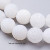 10 Perles rondes agates givrée marbrée blanches 10mm
