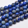 10 Perles régalite magnésite bleu nuit marbré beige 8mm