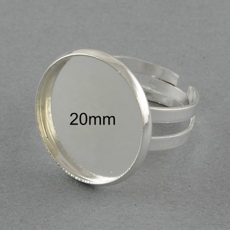 2 supports bague laiton réglable argent vif 20mm