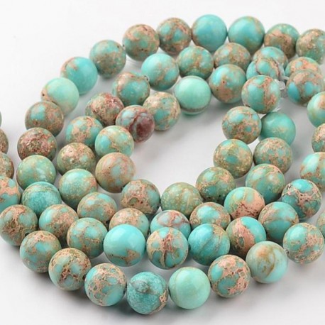 20 perles régalite magnésite turquoise / beige marbrée 6mm