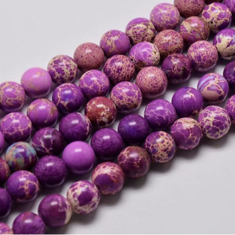 20 perles régalite prune violet marbrée ronde diamètre 6mm