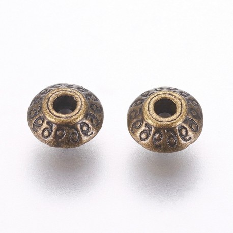 20 perles intercalaires forme soucoupe bronze 6x4mm