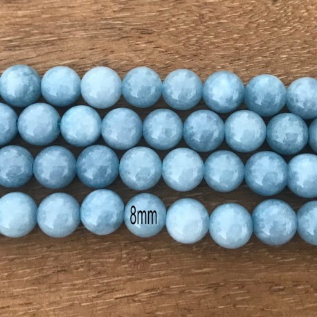 10 Perles gemmes rondes aigue marine véritable 8 mm