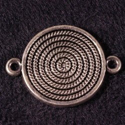 6 connecteurs rond  spirale ethnique metal argenté 20x2mm
