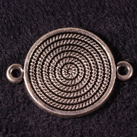 6 connecteurs rond  spirale ethnique metal argenté 20x2mm