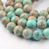 20 perles magnésite régalite turquoise bleu vert  veinée beige 4mm