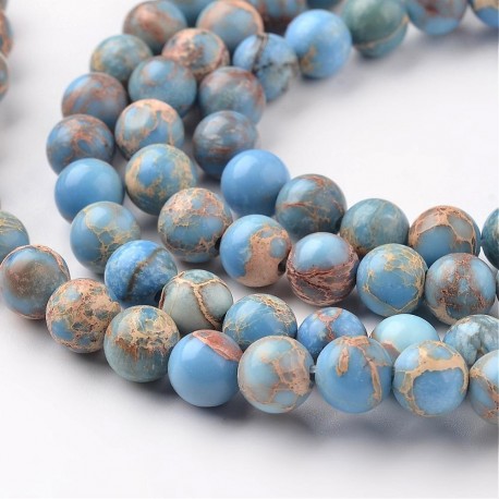 20 perles magnésite régalite turquoise bleu ciel veinée beige 4mm